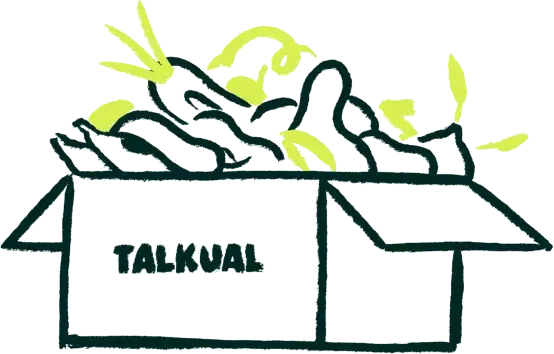 Ilustración de la caja TALKUAL