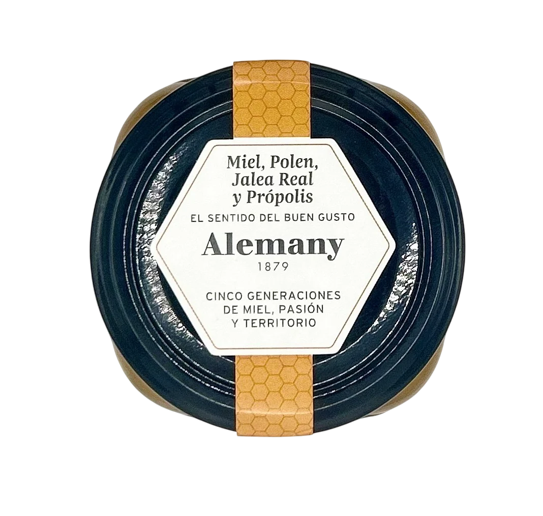 Tapa de la miel Alemany con polen, jalea real y própolis