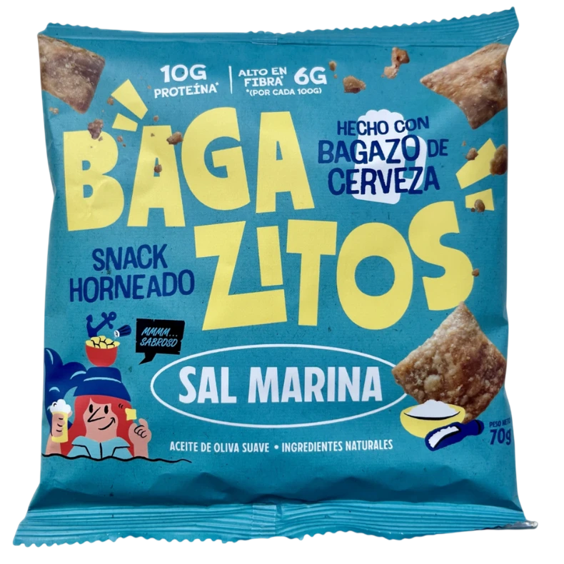 Bossa de Bagazitos Sal Marina 70 g snack al forn amb bagàs de cervesa