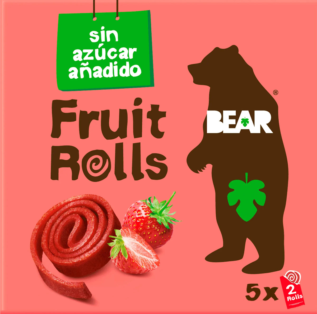 Pack de 5 Fruit Rolls de maduixa Bear sense gluten i vegans