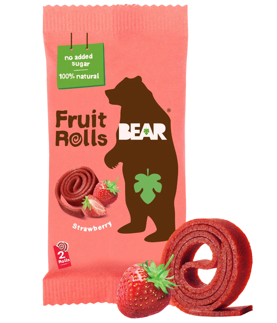 Fruit rolls de maduixa Bear natural sense sucre afegit 