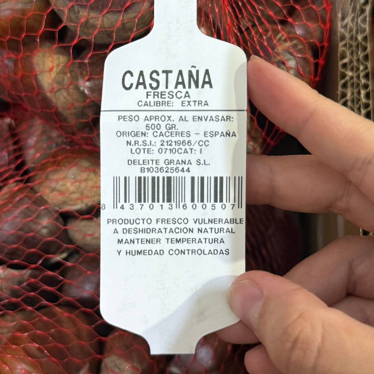 Etiqueta bolsa de castañas