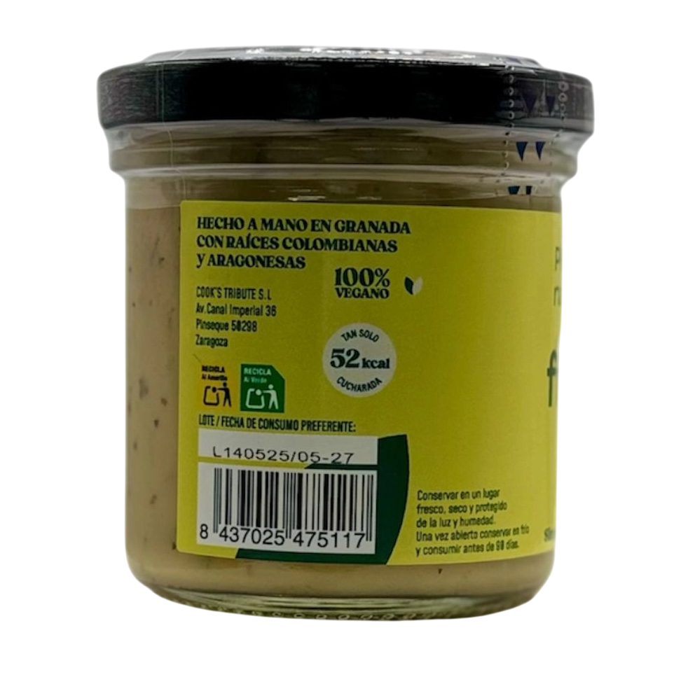 Parte trasera de Frutanesa de piña con código de barras y datos de conservación