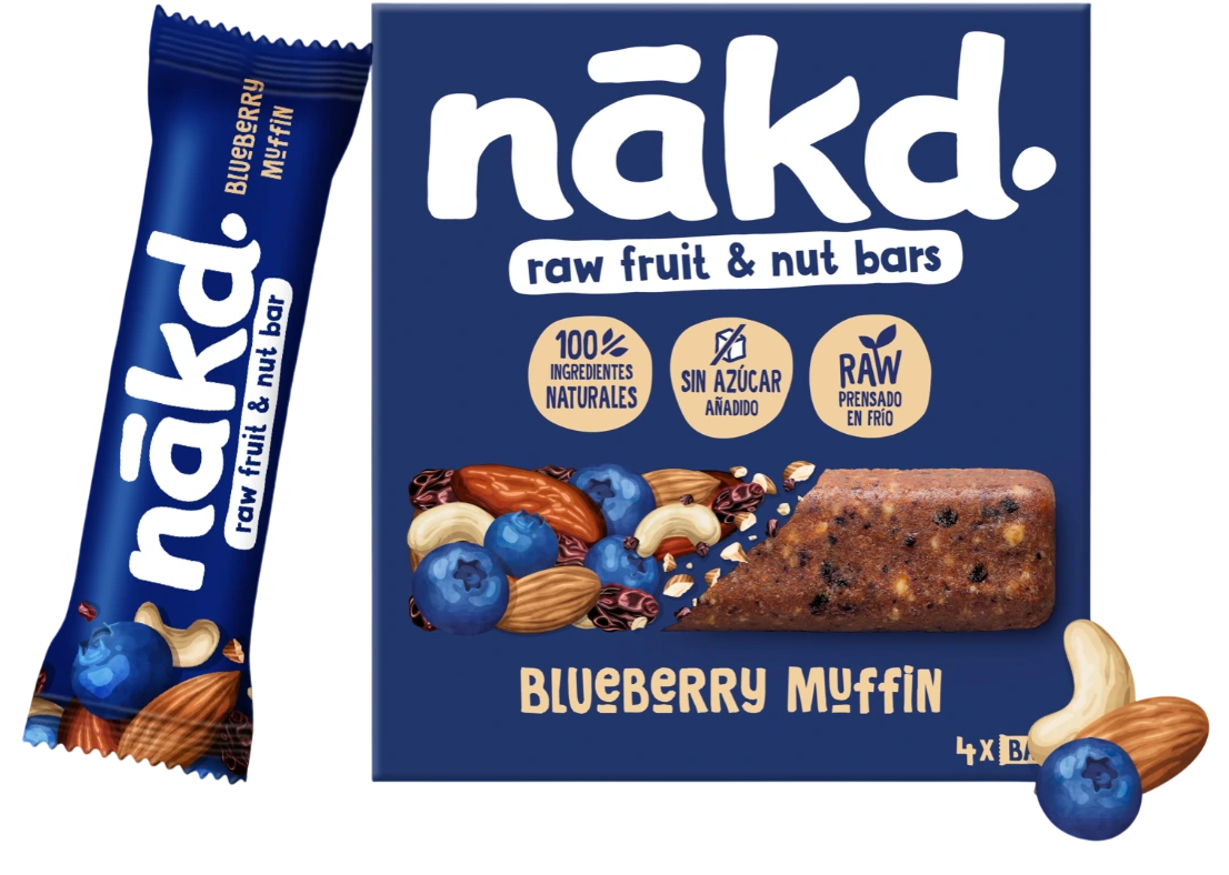 Pack de 4 barretes Nakd Blueberry Muffin amb nabius i fruita seca