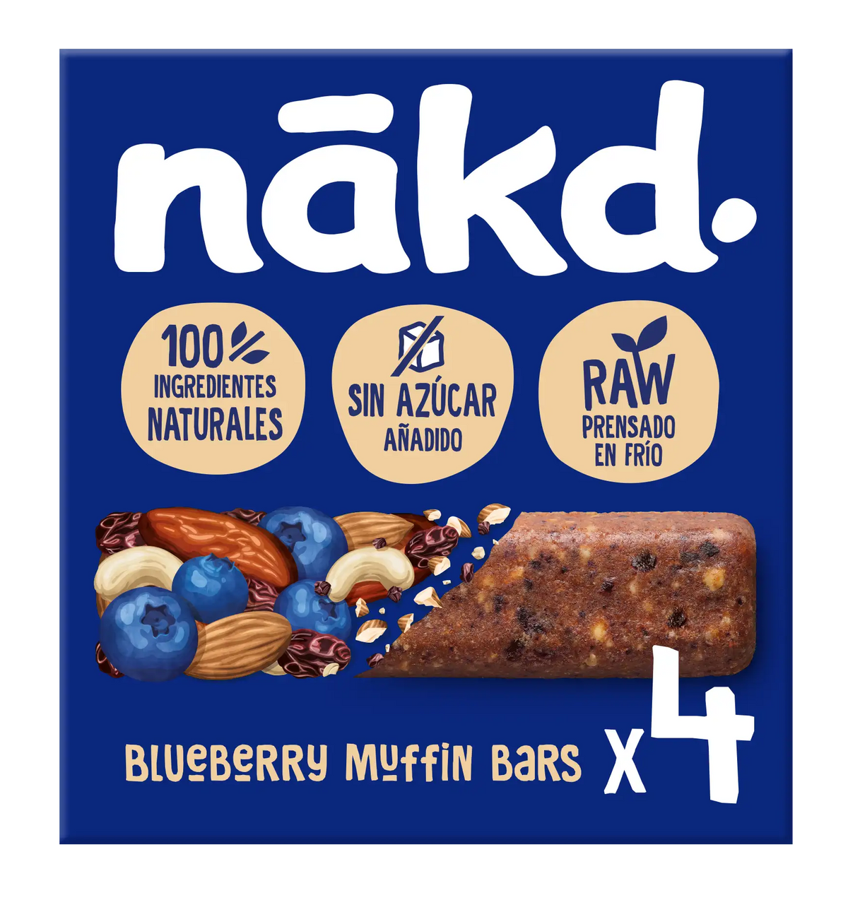 Pack Nakd Blueberry Muffin 4 x 35 g sense sucres afegits
