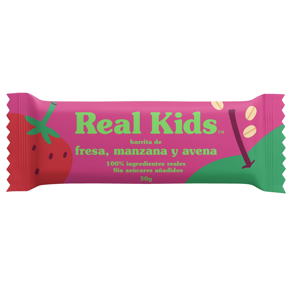 Barreta de maduixa, poma i civada Real Kids 30 g sense sucres afegits