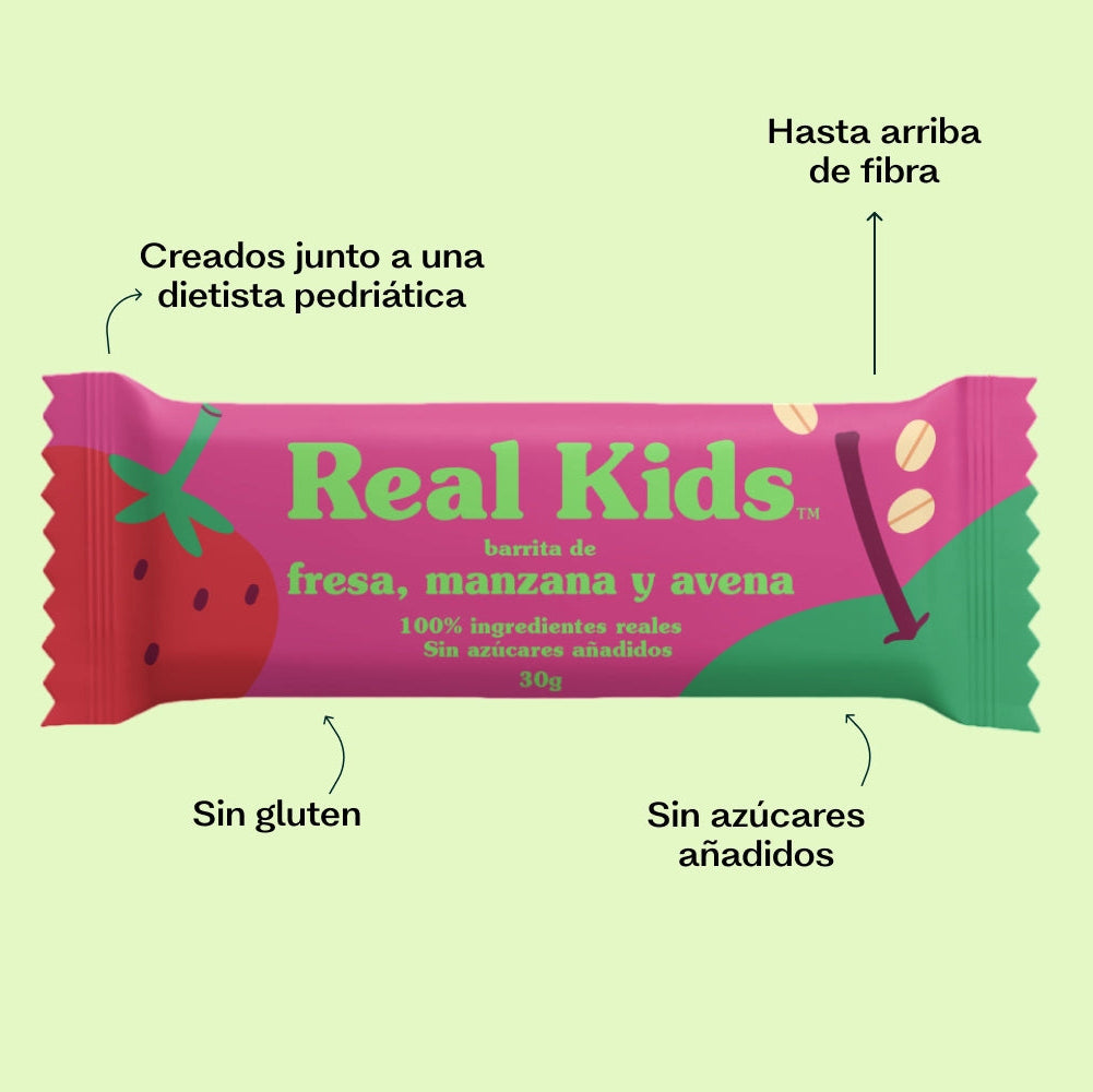 Barrita de fresa y manzana de Real Kids sin gluten ni azucar añadido