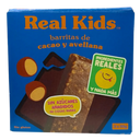 Vista frontal del pack de 3 barritas de cacao y avellana de Real Kids 