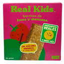 Vista frontal del pack de 3 barritas de fresa y manzana de Real Kids 
